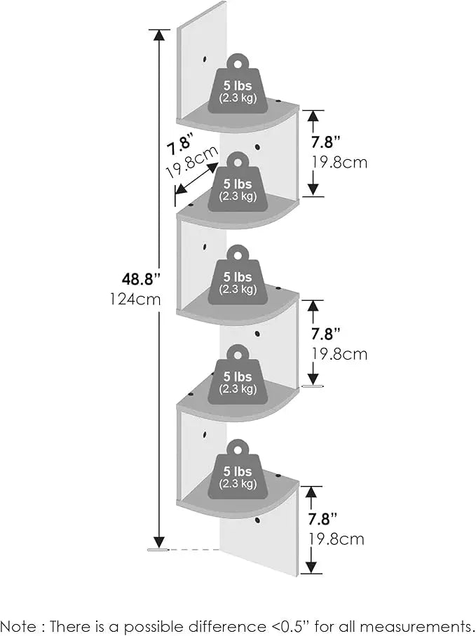 5-Tier Floating Wall Shelf
