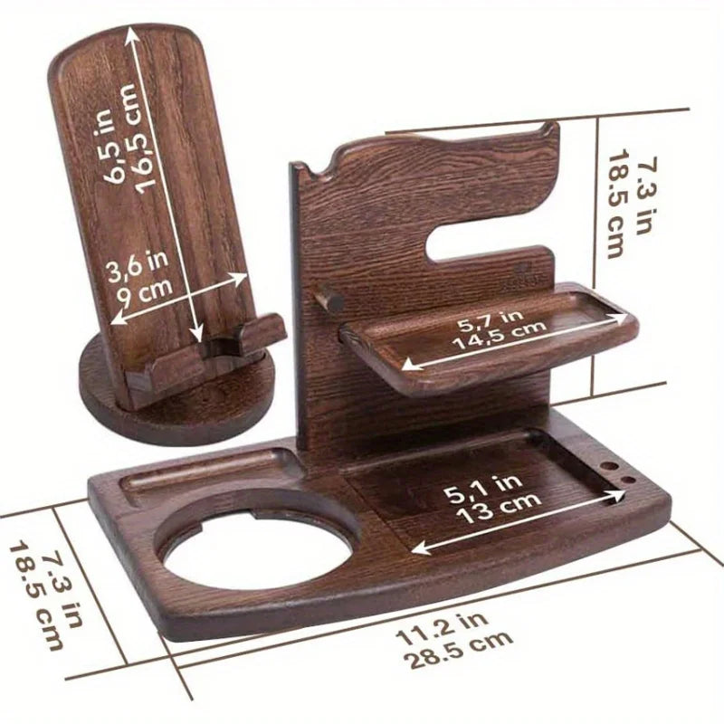 Elegant Wooden Phone Holder & Organizer