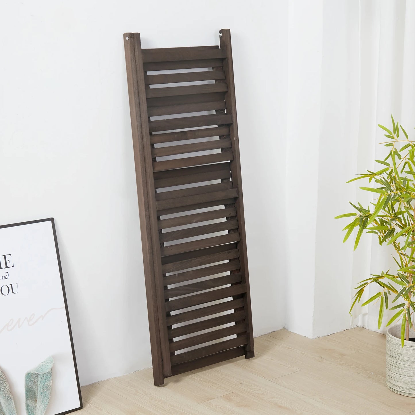 Folding 4-Tier Wooden Ladder Shelf