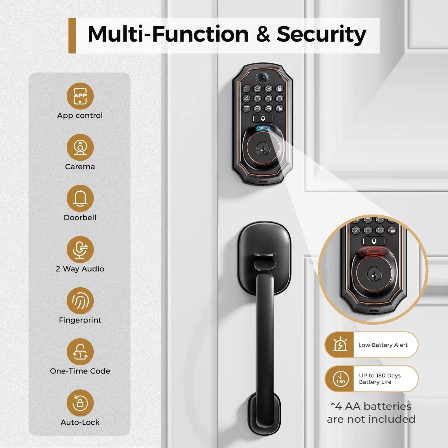 Smart WiFi Keyless Door Lock with Camera