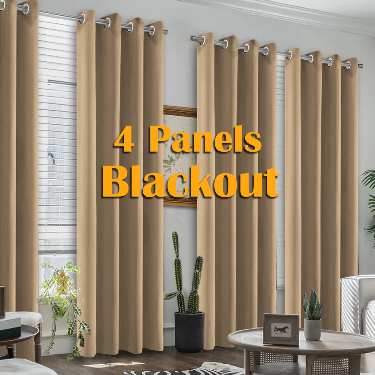 4PCS Blackout Curtains Grommet Curtains