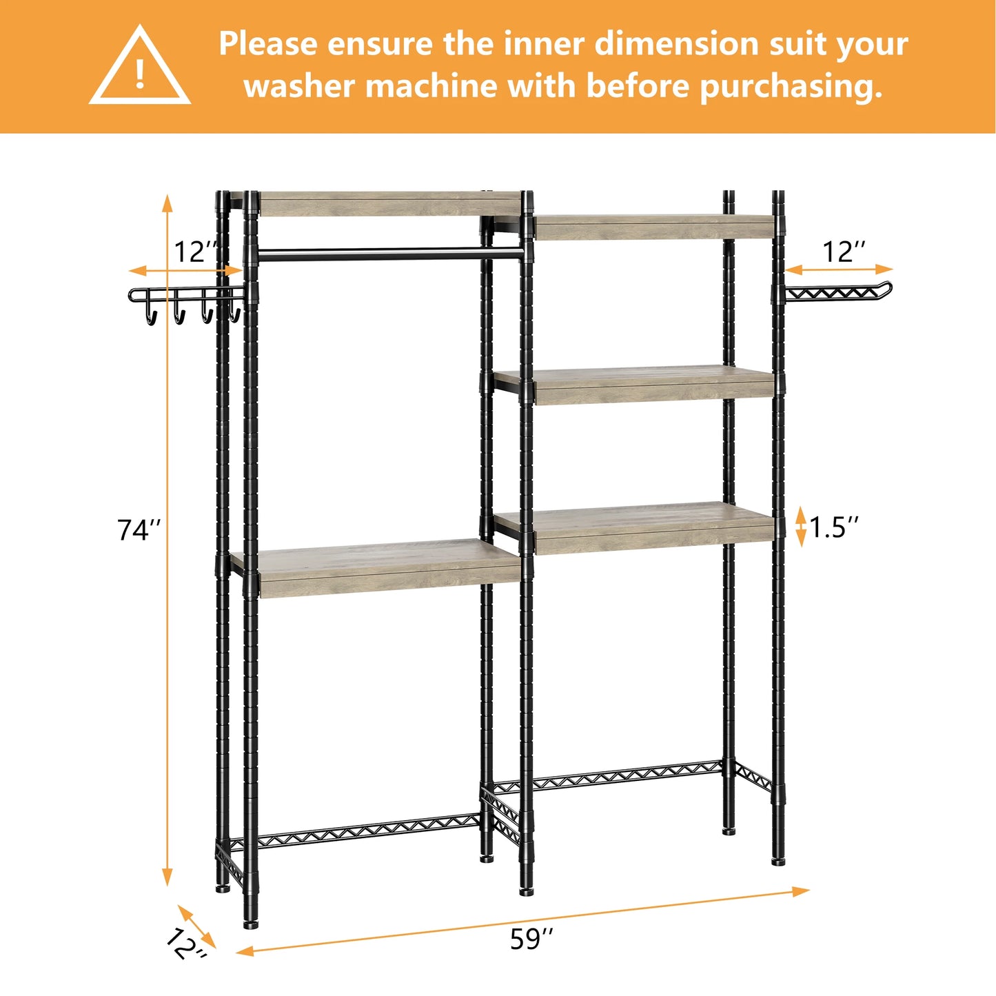 5-Tier Washer and Dryer Storage Shelf