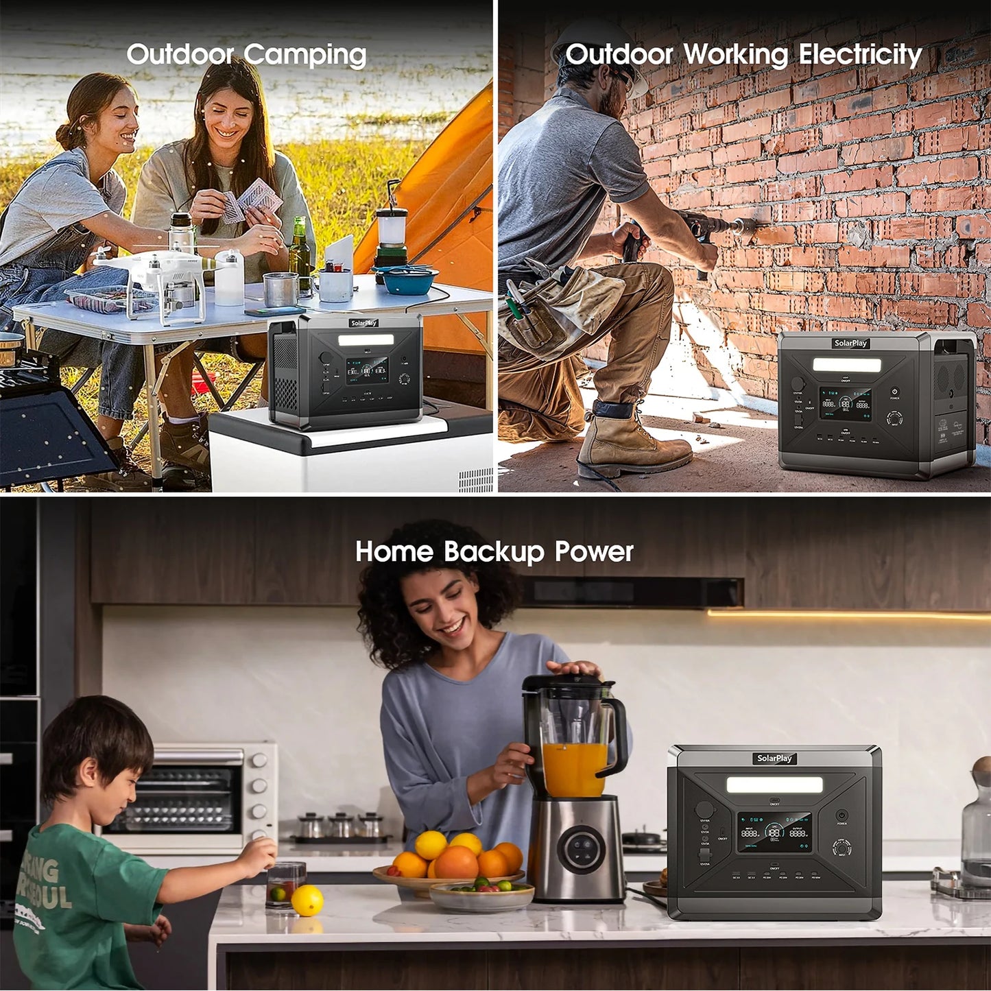 Portable Power Station LiFePO4 Battery with 2400W AC Output