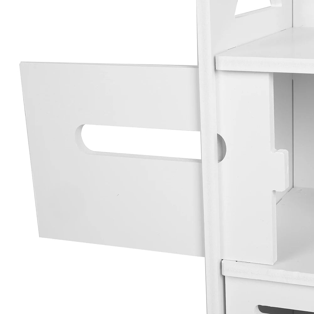 White Wooden Bathroom Cabinet Shelf