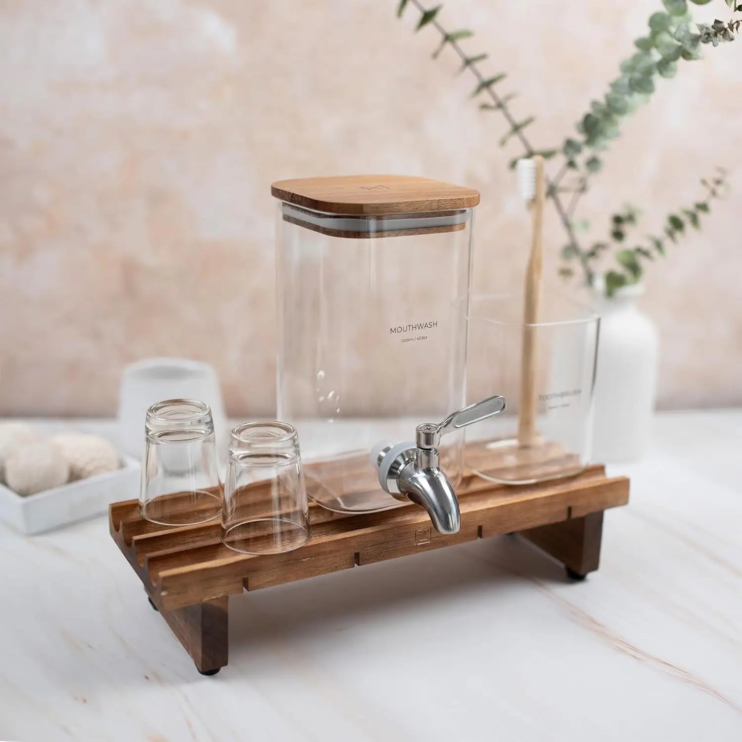 Glass Mouthwash Dispenser for Bathroom