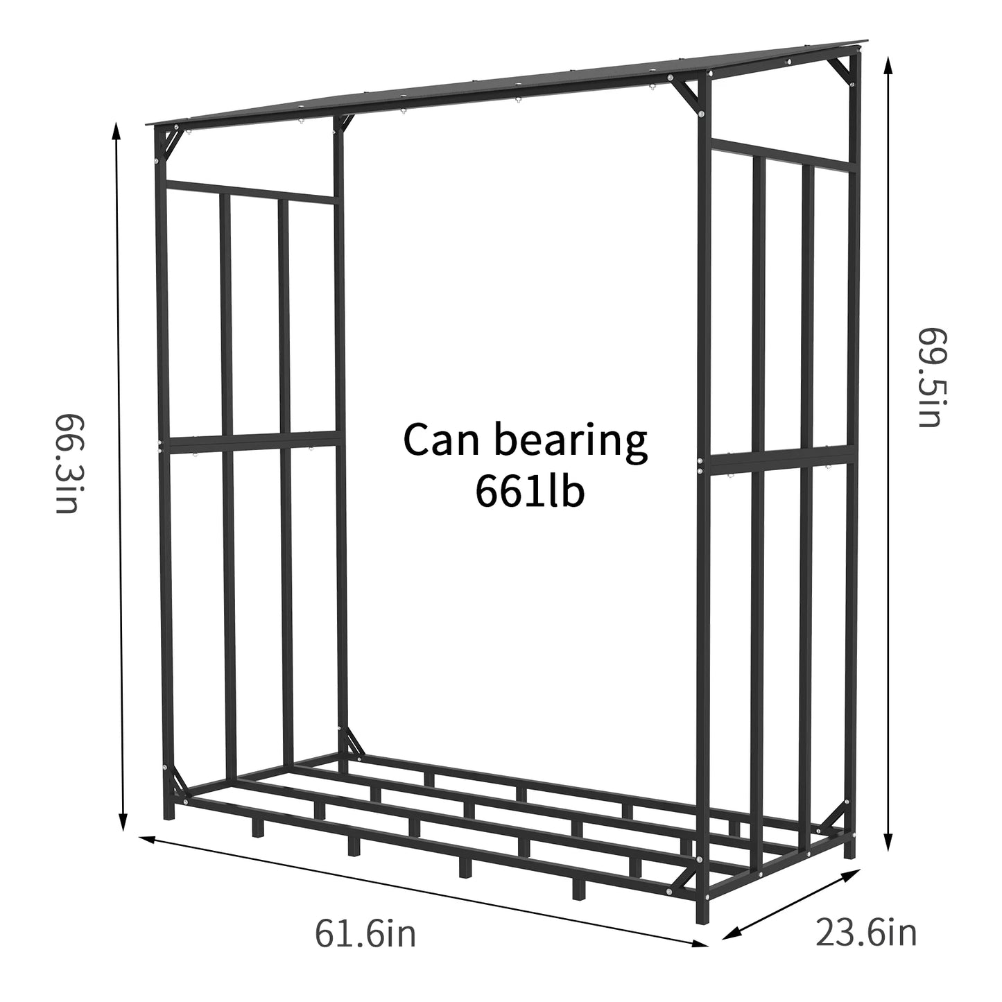 Heavy Duty Tall Metal Firewood Rack Stand