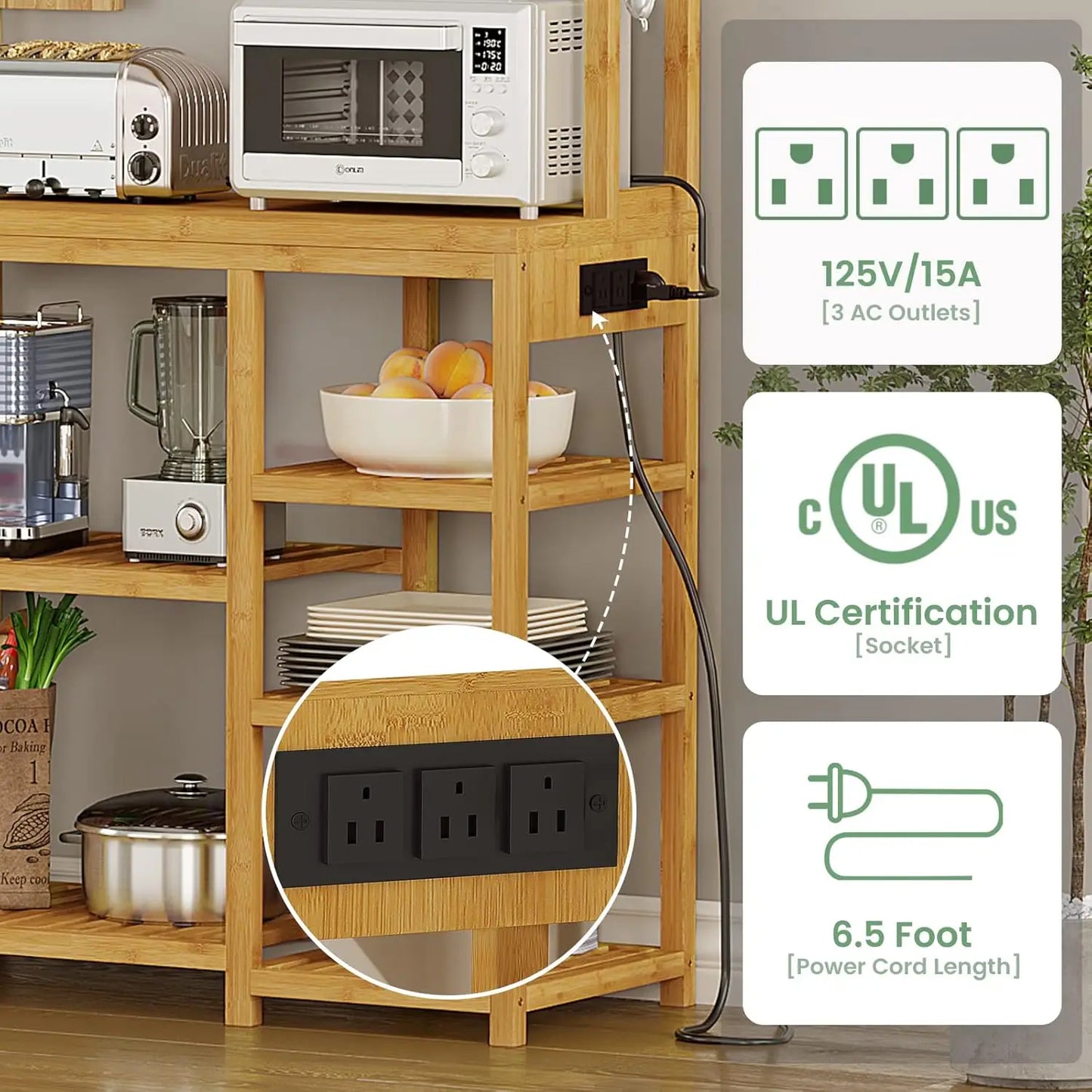Bakers Rack with Power Outlets