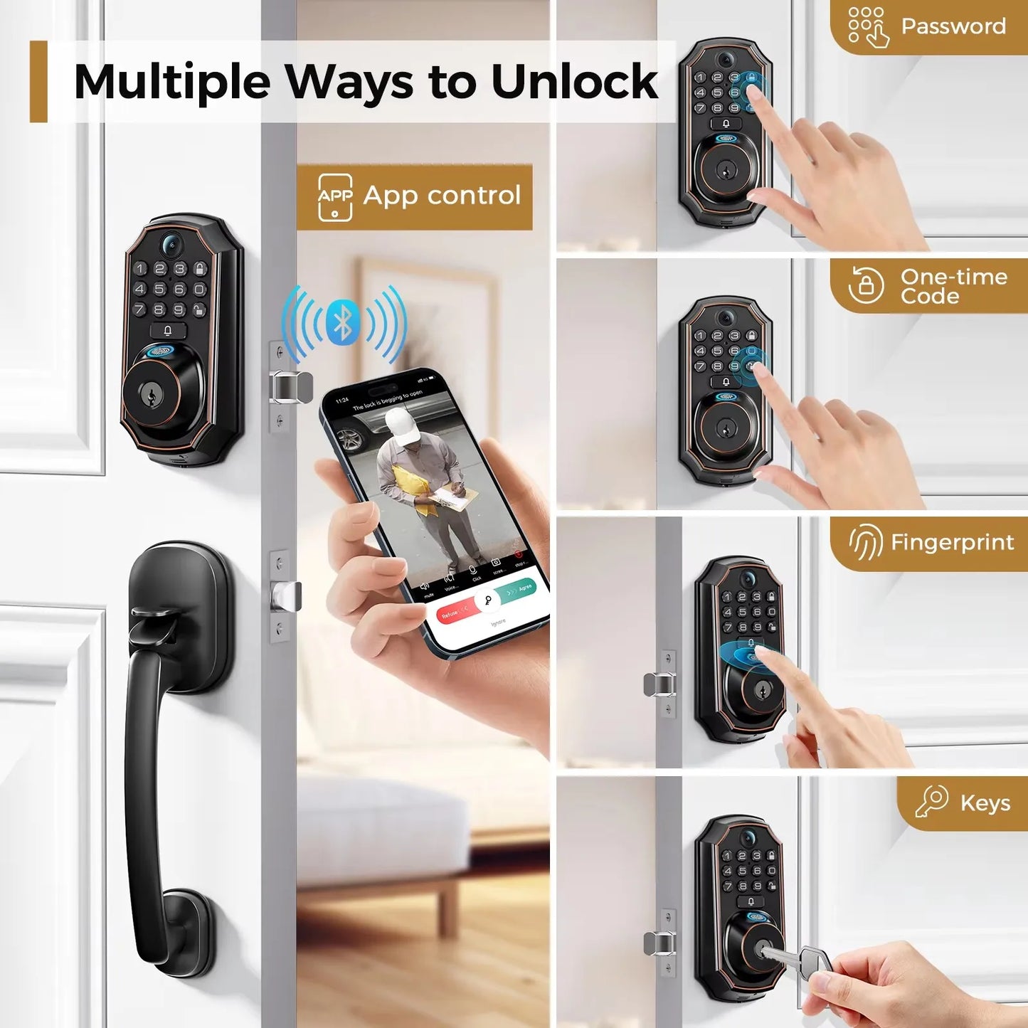 Smart WiFi Keyless Door Lock with Camera
