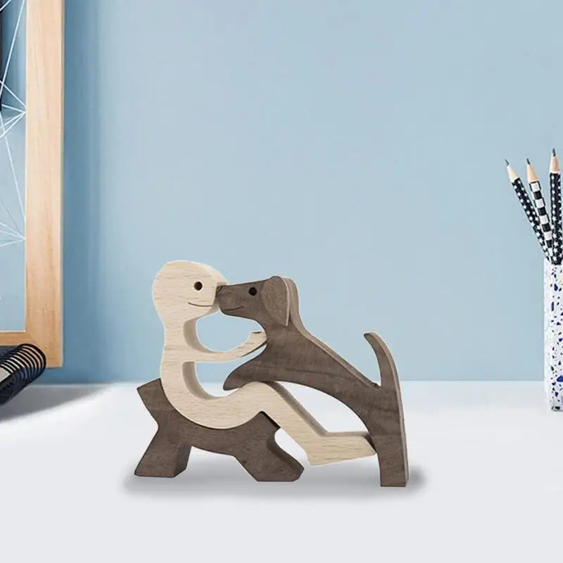 Wood Figurine of Dog/Human