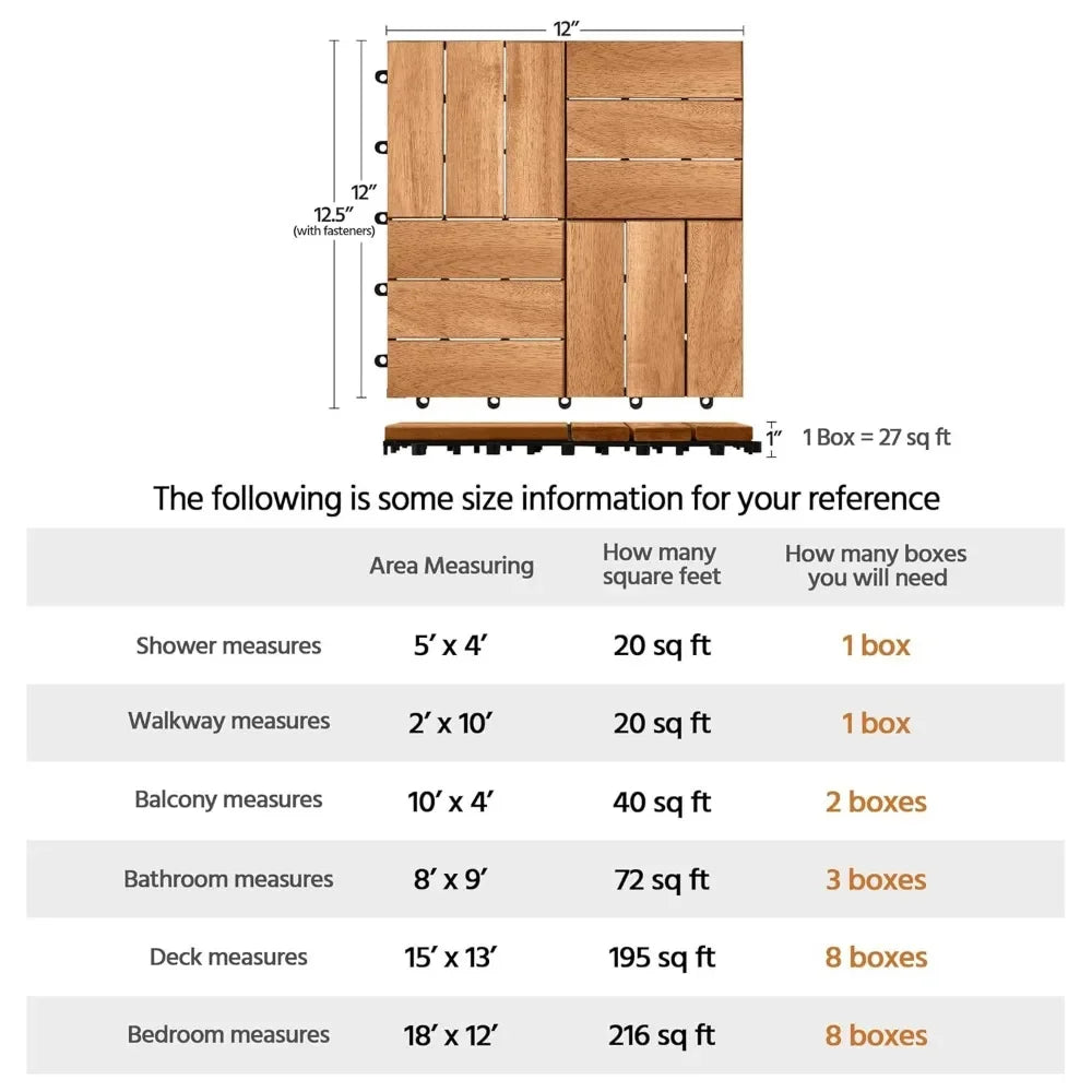 Hardwood Waterproof Interlocking Patio Deck Tiles