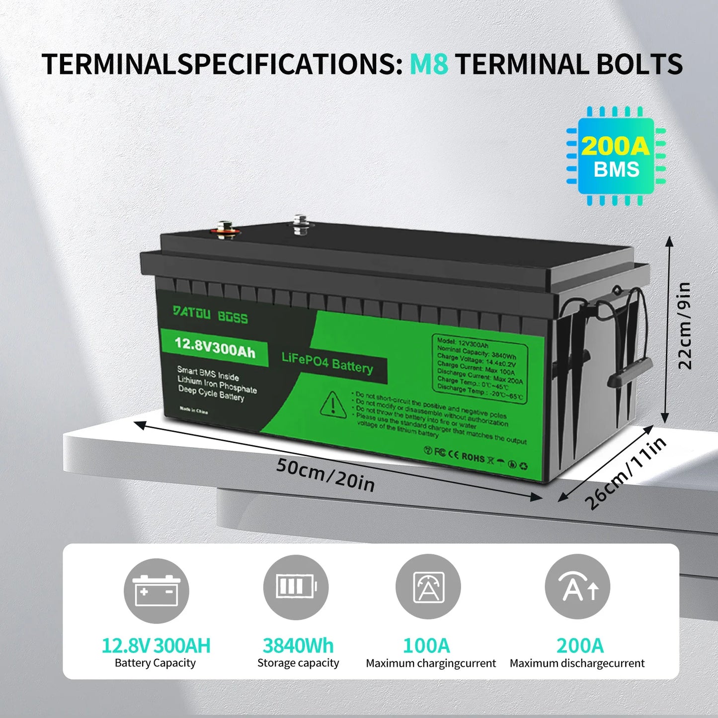 LiFePO4 12V Battery with BMS 8000Cycles