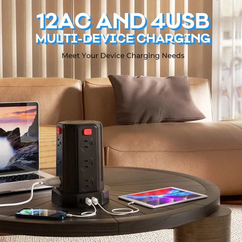 Power Strip Tower with 10ft Cord