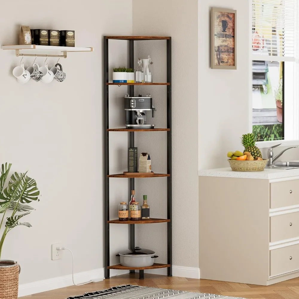 6-Tier Corner Shelf with LED Lights