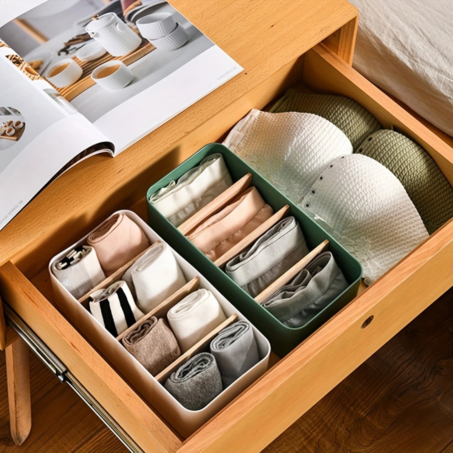 Bamboo And Wood Cosmetics Basket