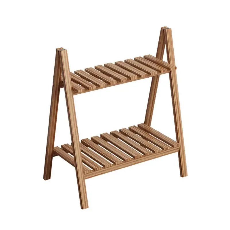 Wooden Floor Plant Stand 2-Tier Foldable