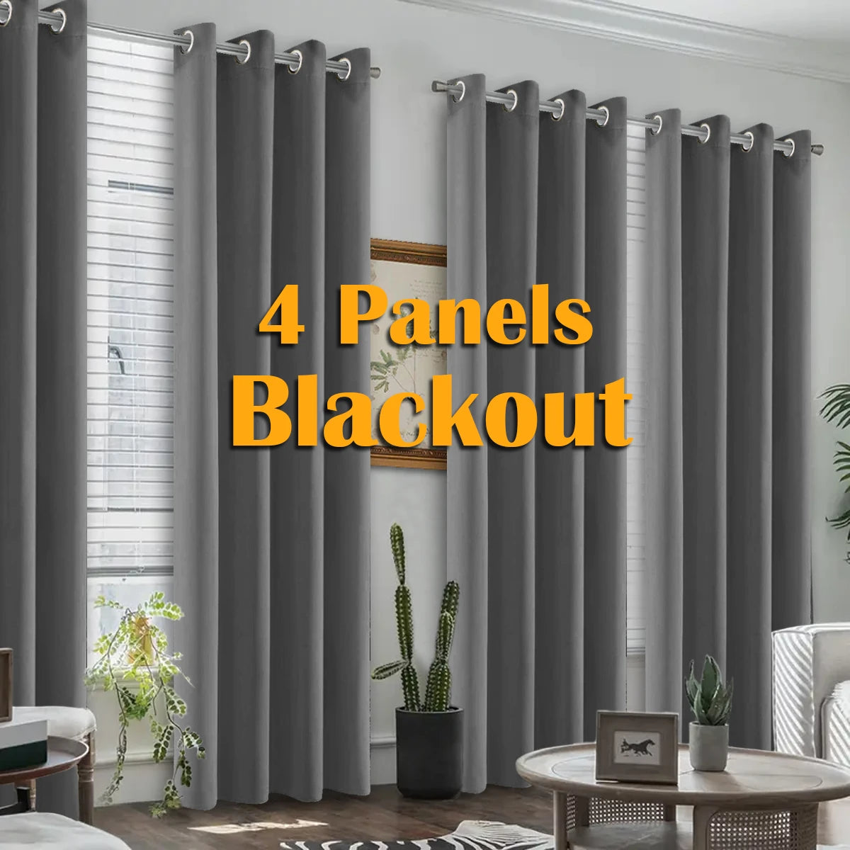 4PCS Blackout Curtains Grommet Curtains