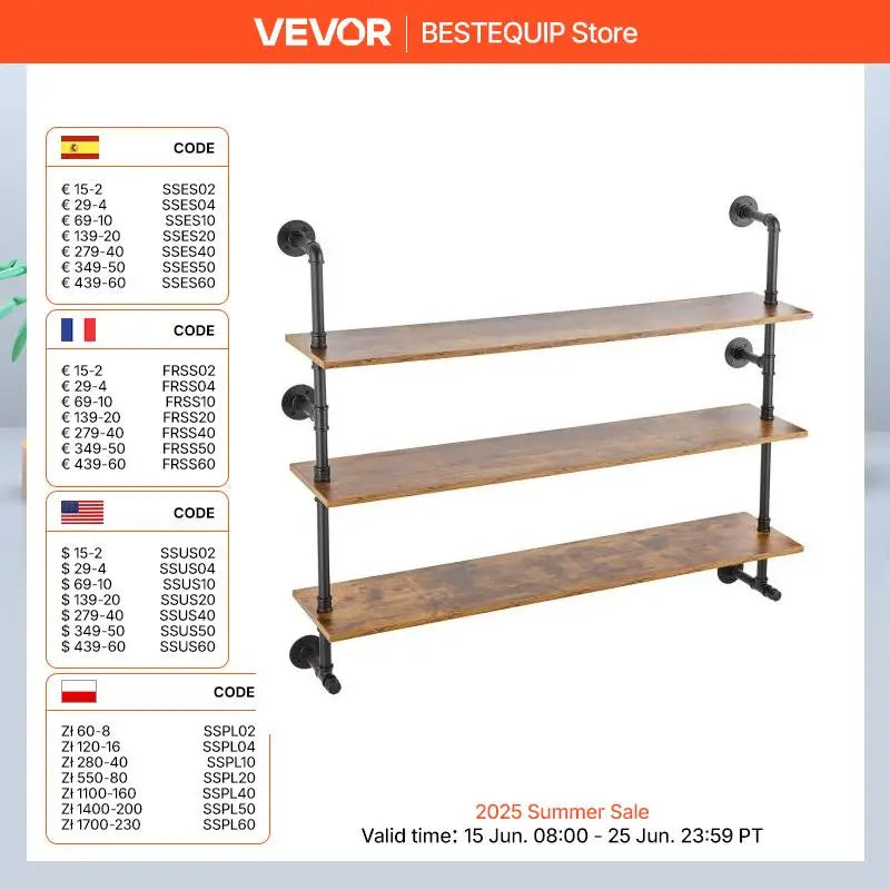 Industrial Pipe Wood Shelves