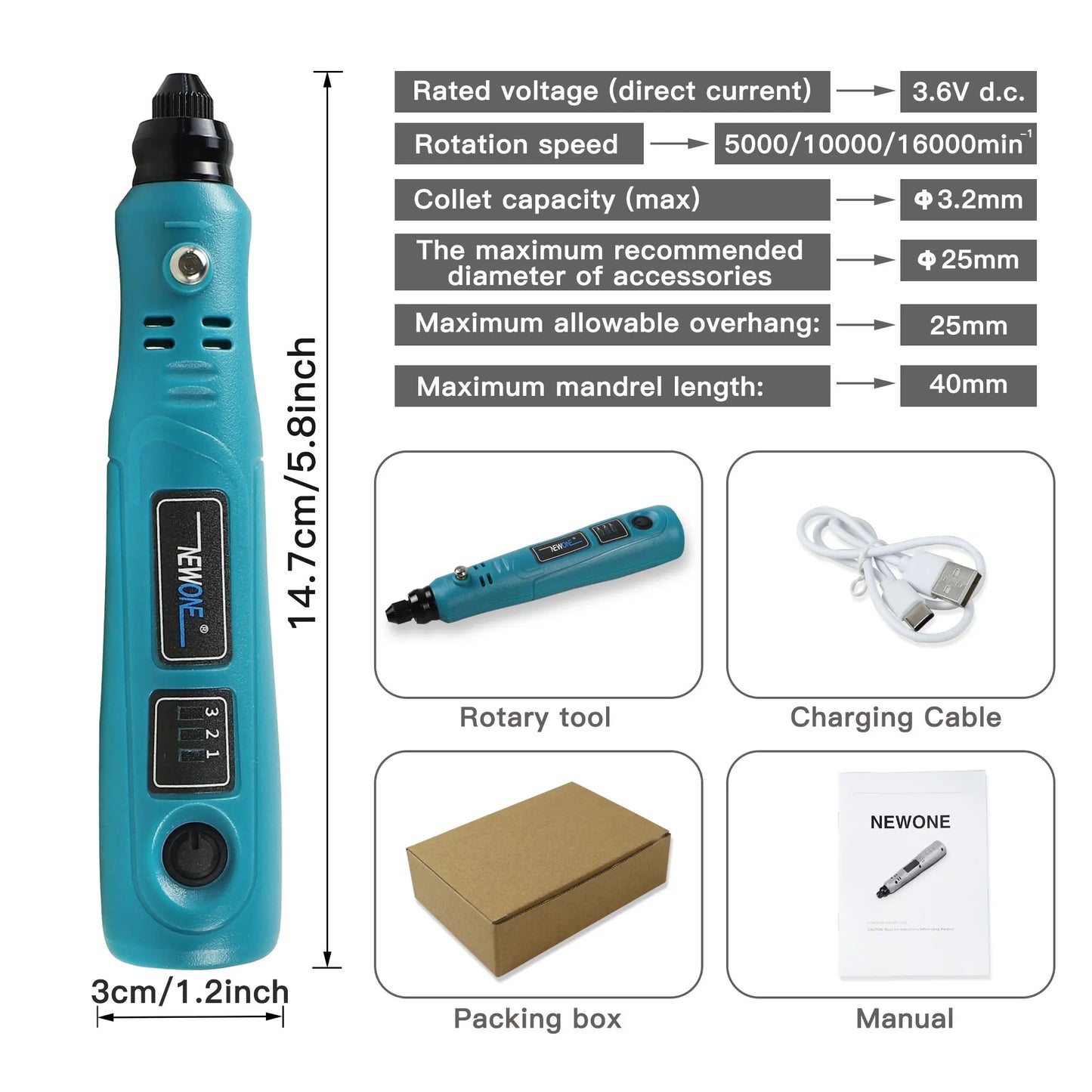 Mini Cordless Rotary Tool Kit, with Accessories