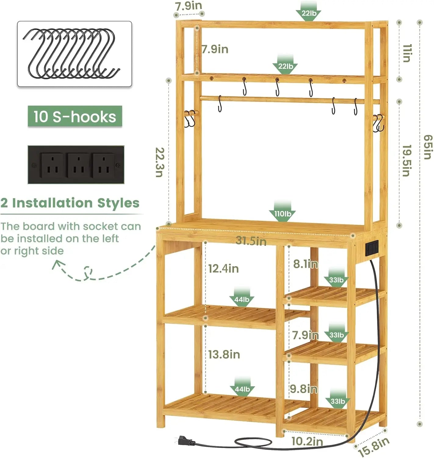 Bakers Rack with Power Outlets