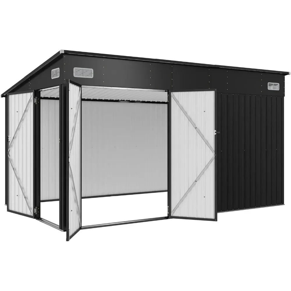 Outdoor Metal Storage Shed Triple Lockable Door