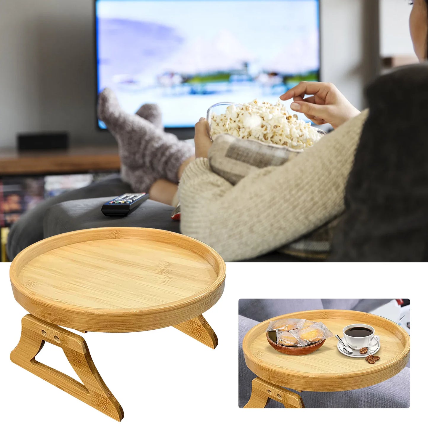 Sofa Armrest Clip-On Tray