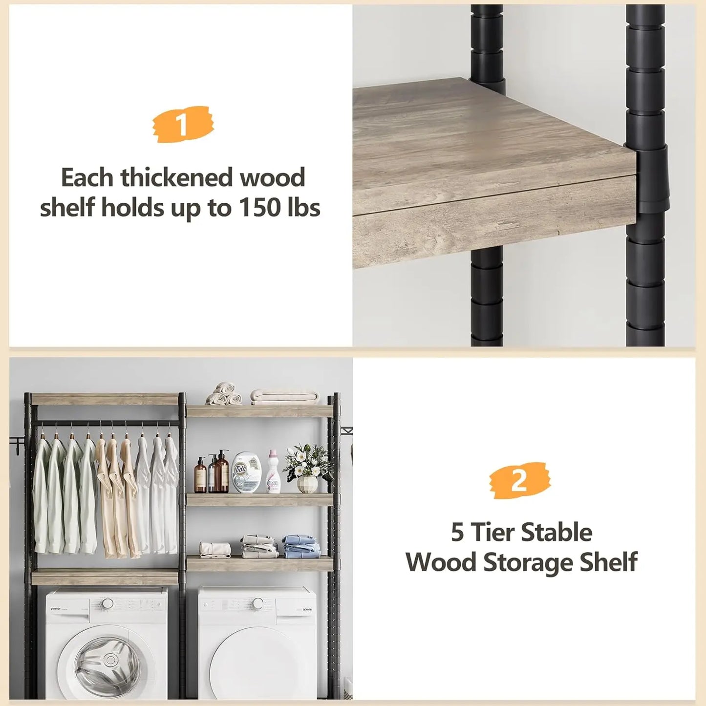 5-Tier Washer and Dryer Storage Shelf