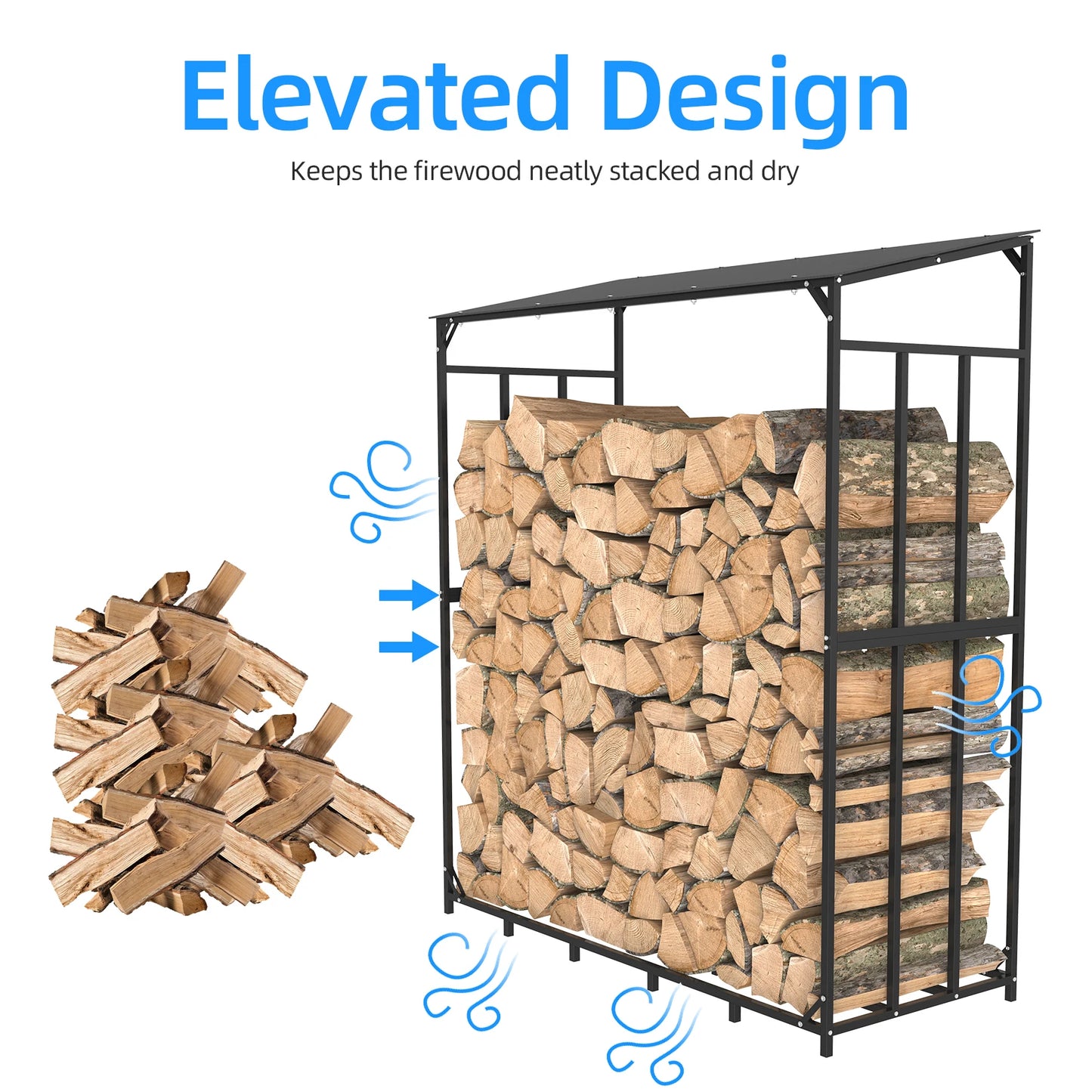 Heavy Duty Tall Metal Firewood Rack Stand