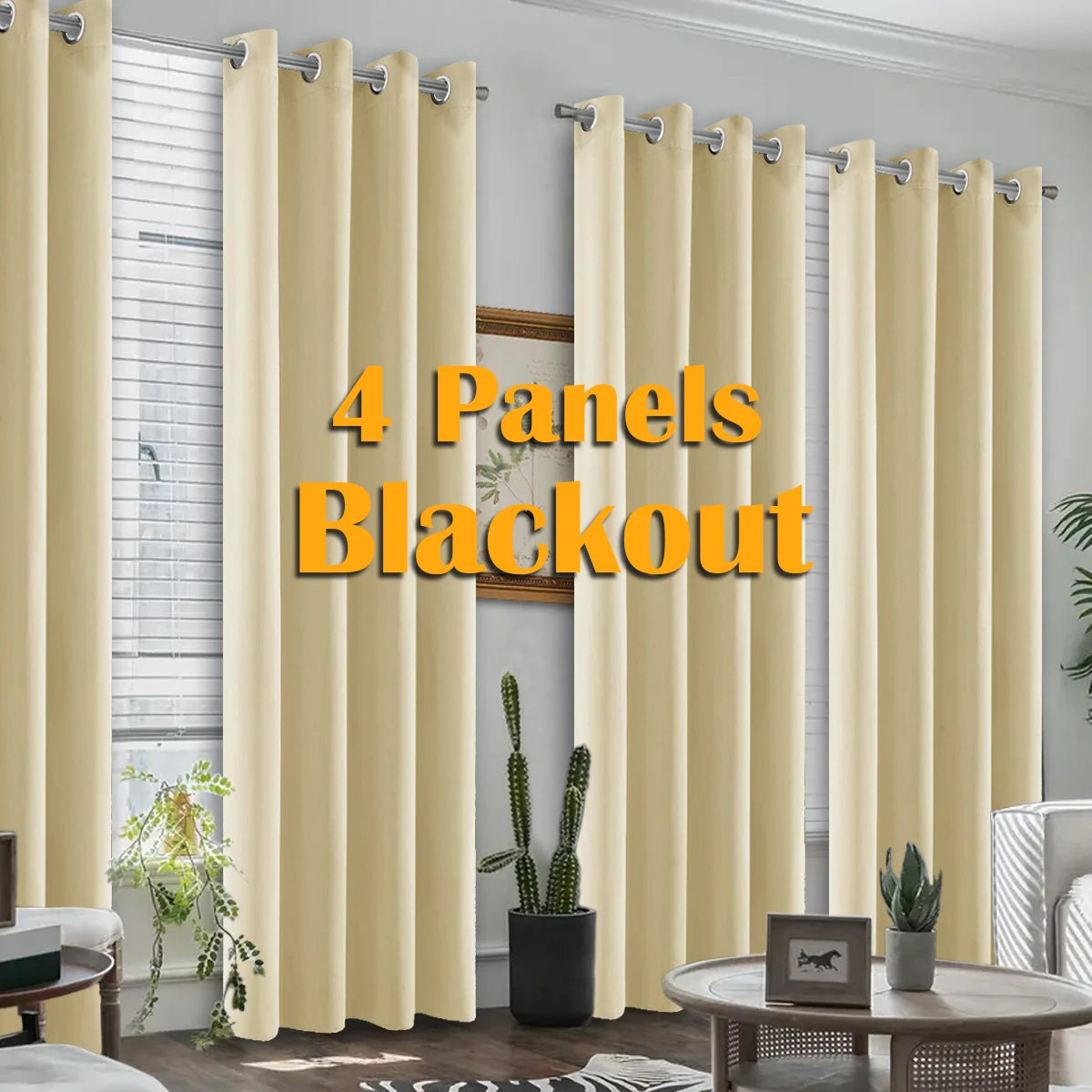 4PCS Blackout Curtains Grommet Curtains