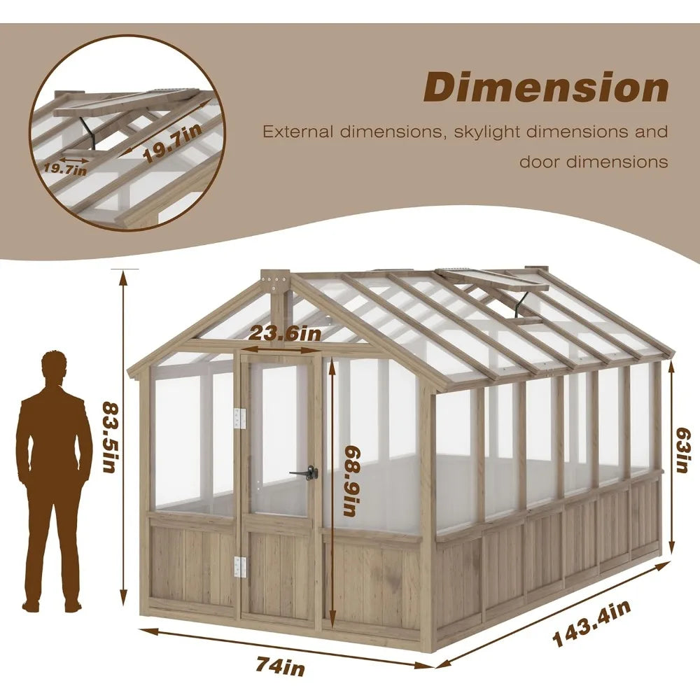 Wooden Greenhouse with Adjustable Vent