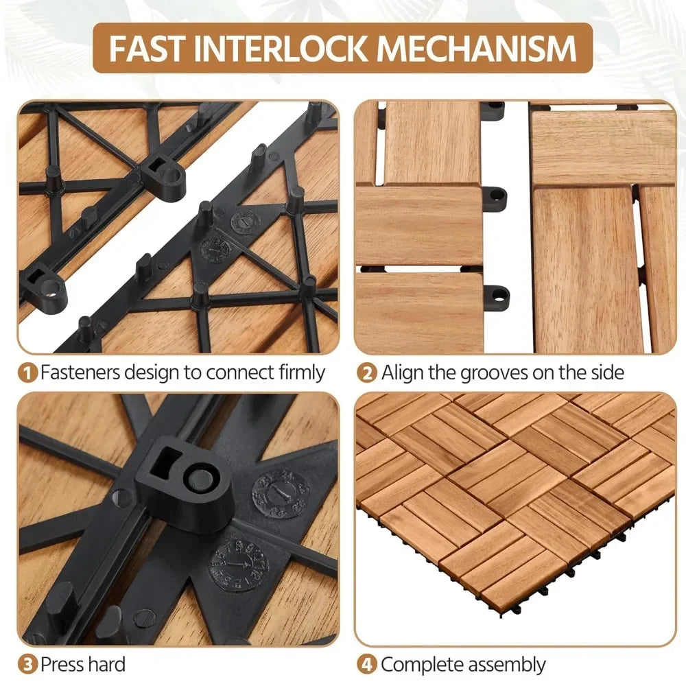 Hardwood Waterproof Interlocking Patio Deck Tiles
