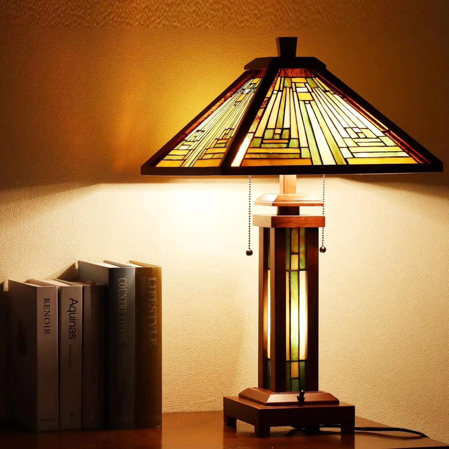Wood Base Table Lamp 3-Light