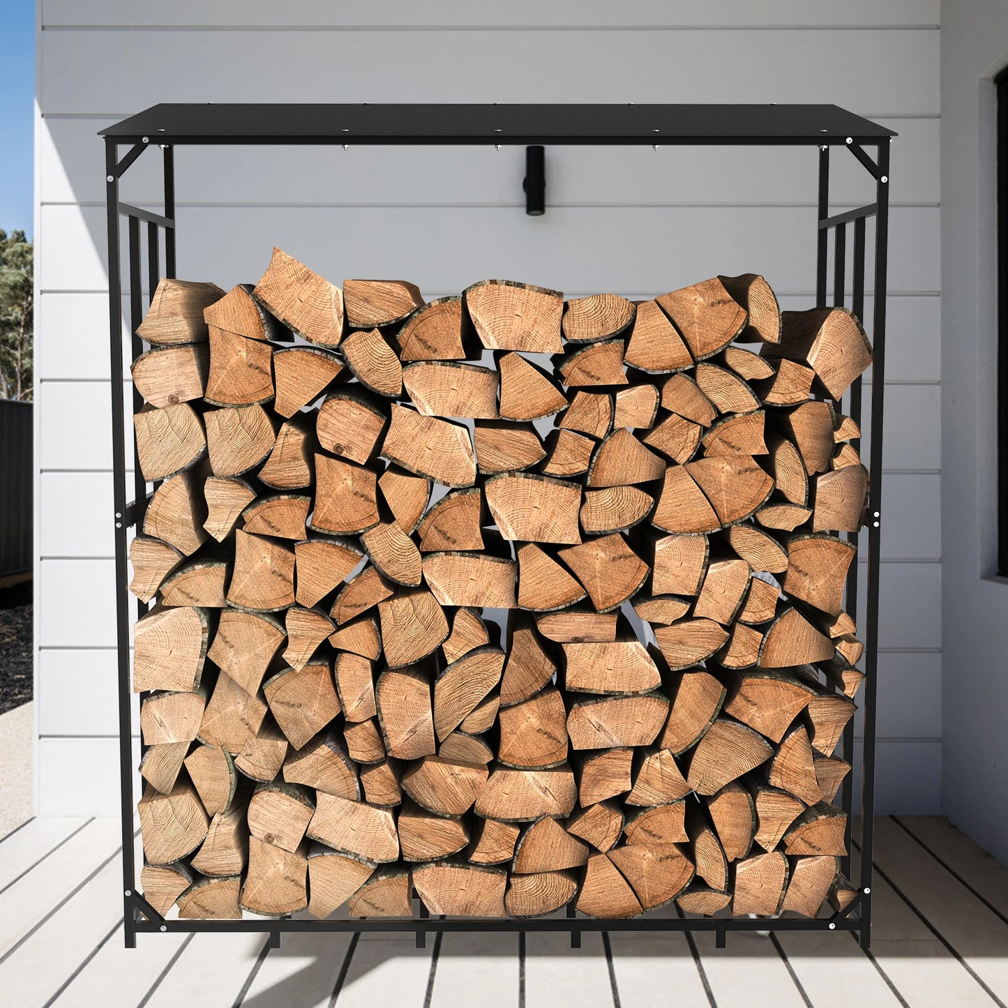 Heavy Duty Tall Metal Firewood Rack Stand