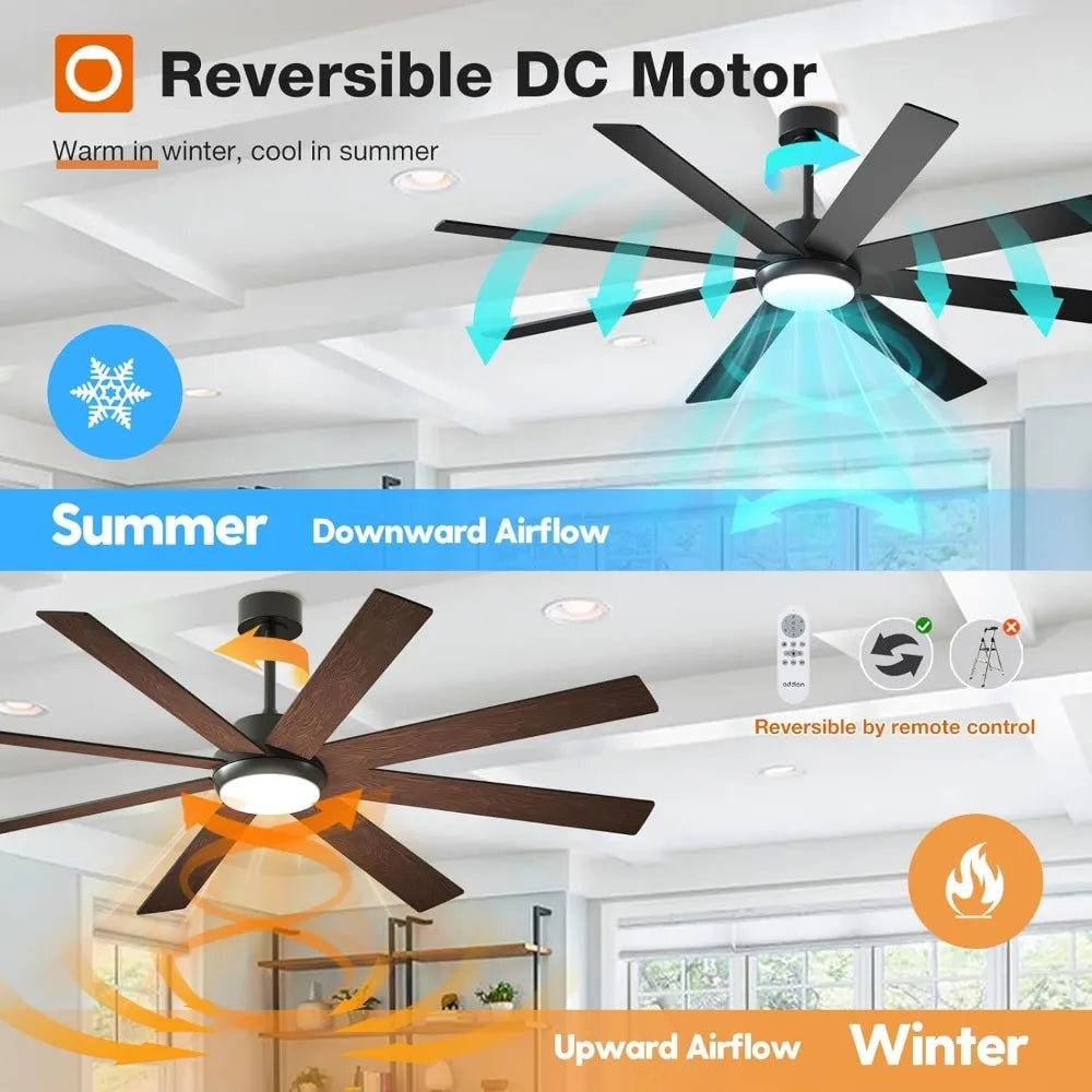 72 Inch Large Ceiling Fans with Lights, and Remote Control