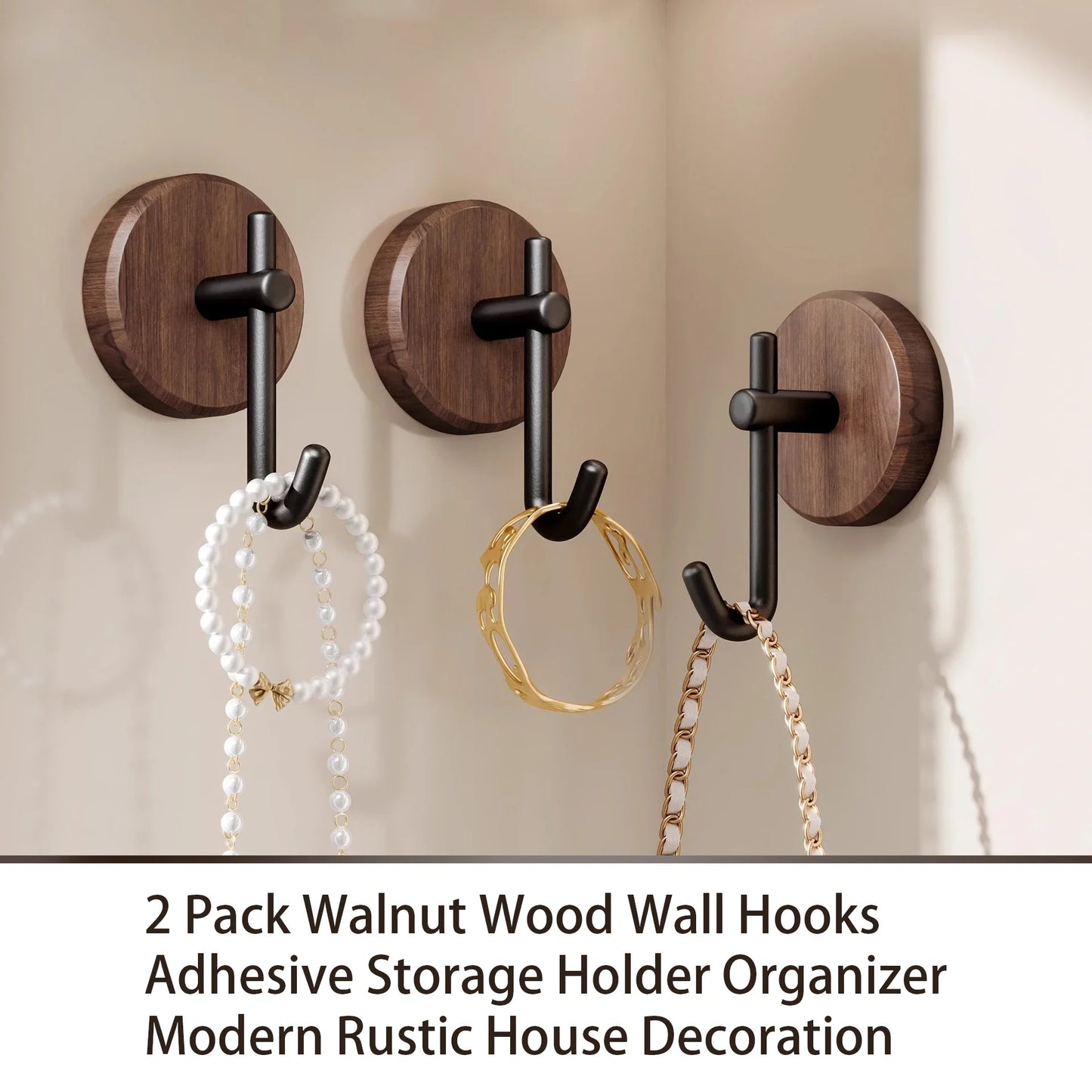 Adhesive Wood Wall Hooks