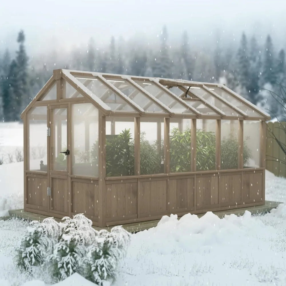 Wooden Greenhouse with Adjustable Vent