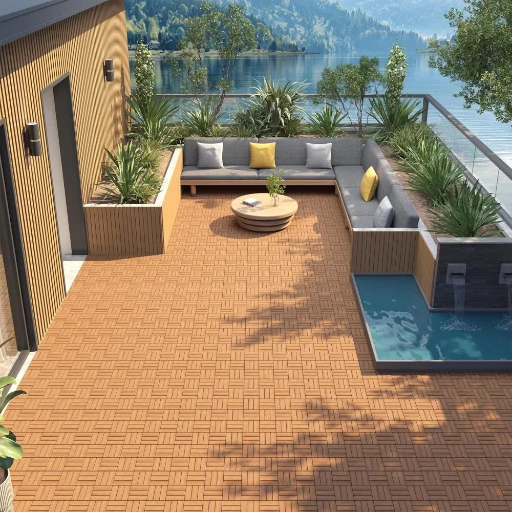 Hardwood Waterproof Interlocking Patio Deck Tiles