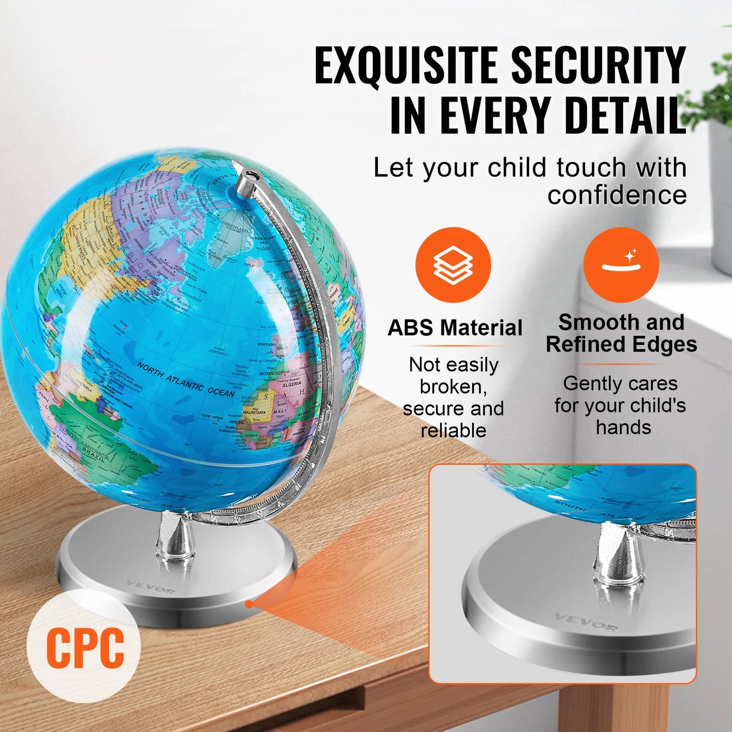Rotating World Globe with Stand