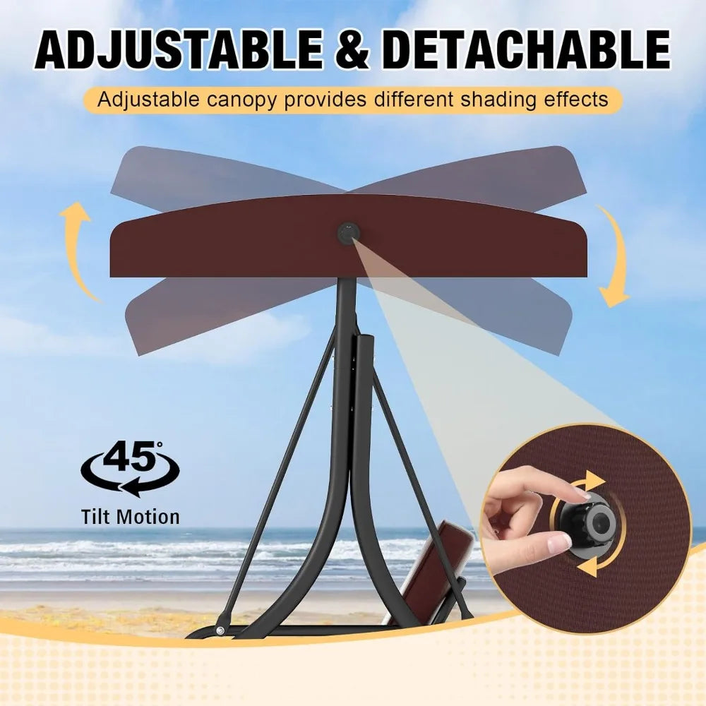 Outdoor Porch Glider Swing with Adjustable Canopy