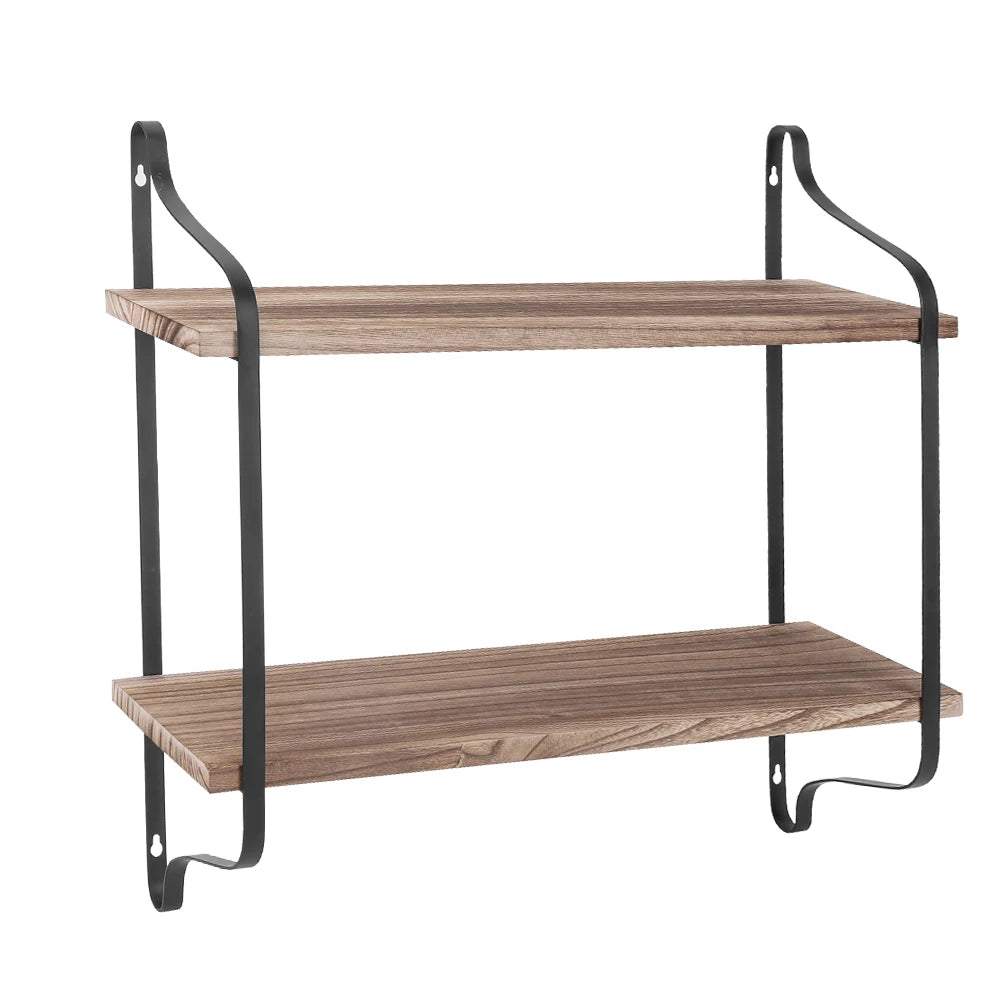 2-Tier Wooden Floating Wall Shelf