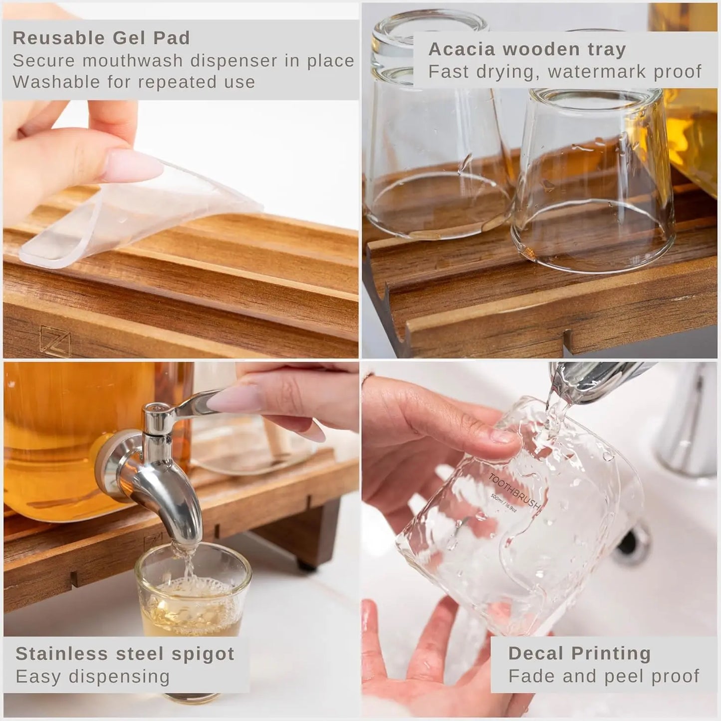Glass Mouthwash Dispenser for Bathroom