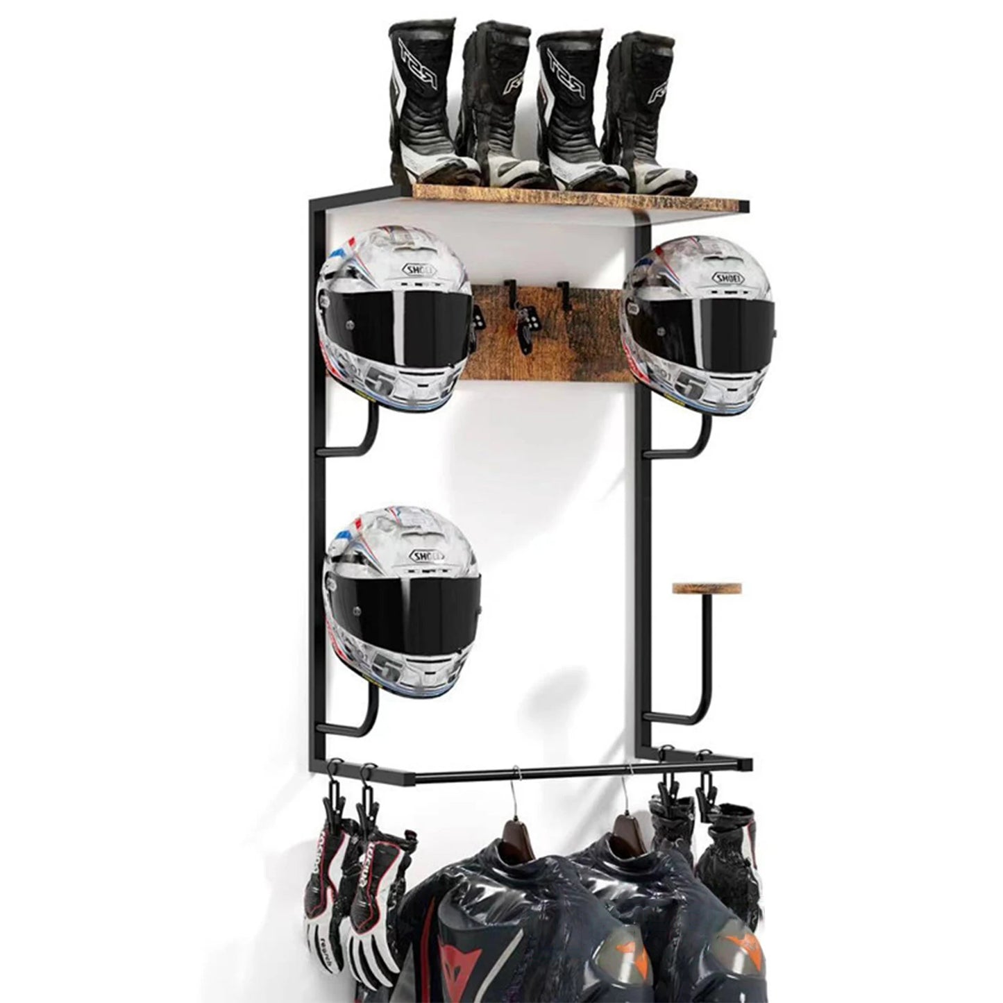 Wooden Motorcycle Helmet Rack