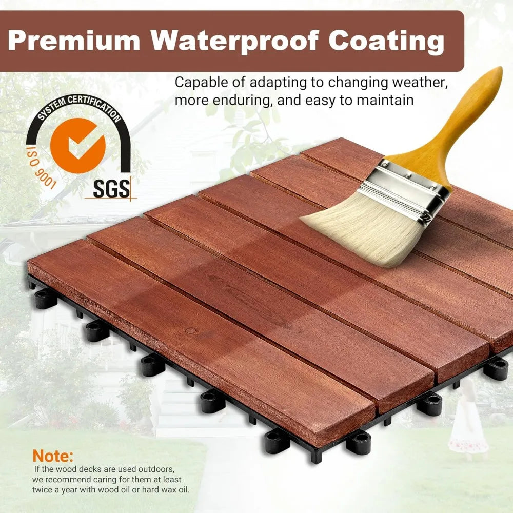 12" x 12" Waterproof Indoor Outdoor Patio Decking