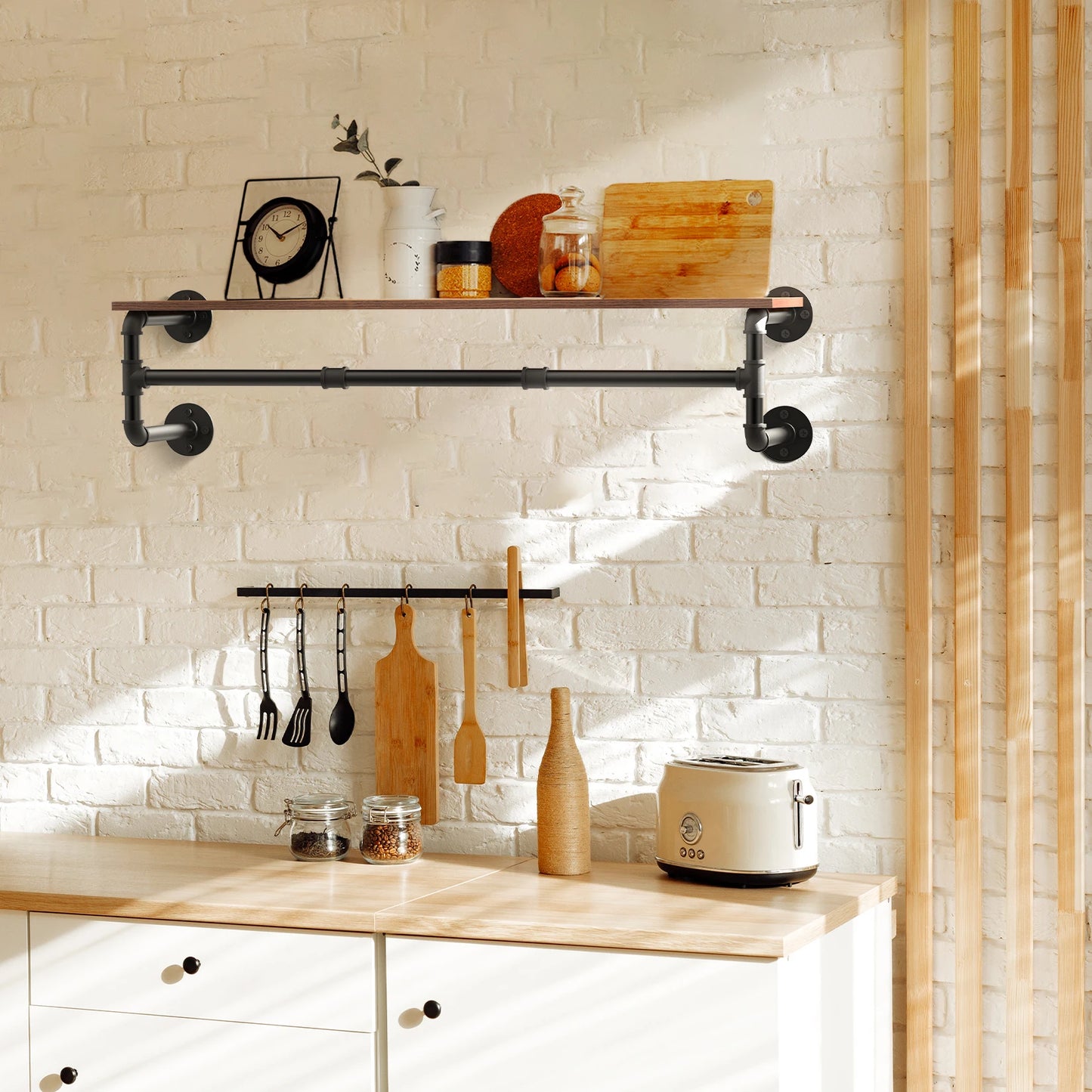 Wall Mounted Clothes Hanging with Shelf
