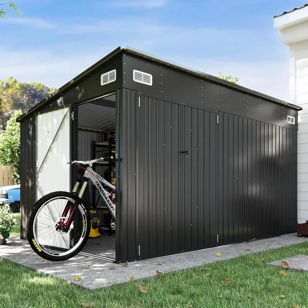 Outdoor Metal Storage Shed Triple Lockable Door