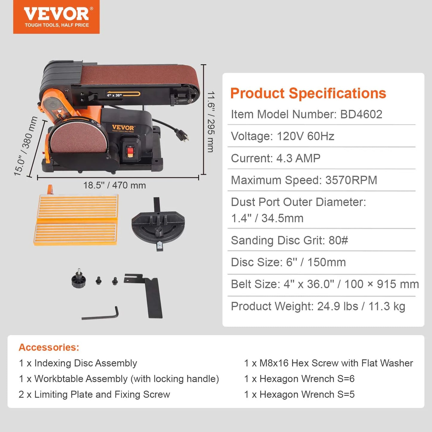 Belt Disc Sander Combo Bench Tool