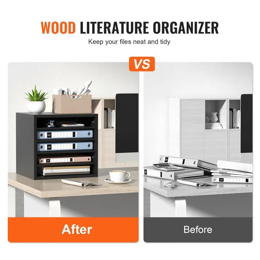 Wood Literature Organizer 5 Compartment