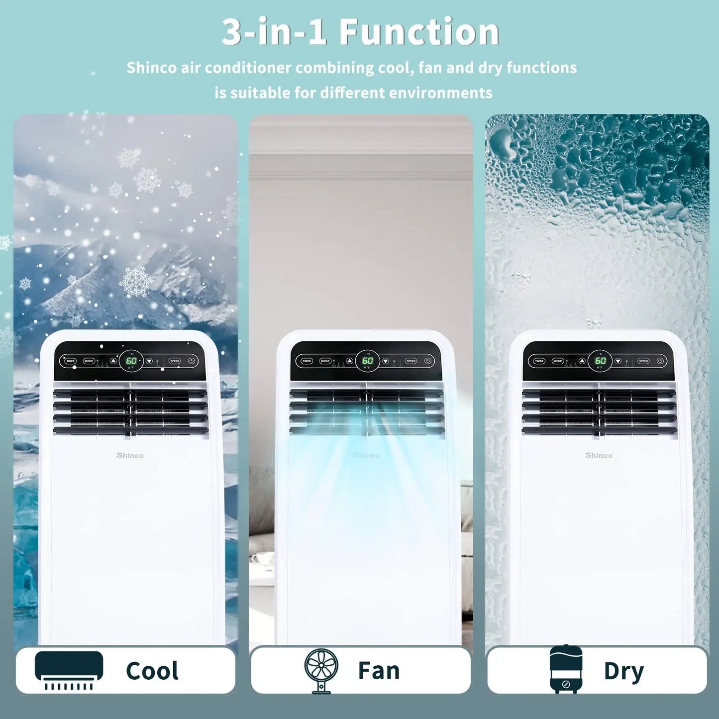 8K BTU Portable AC Unit with Dehumidifier