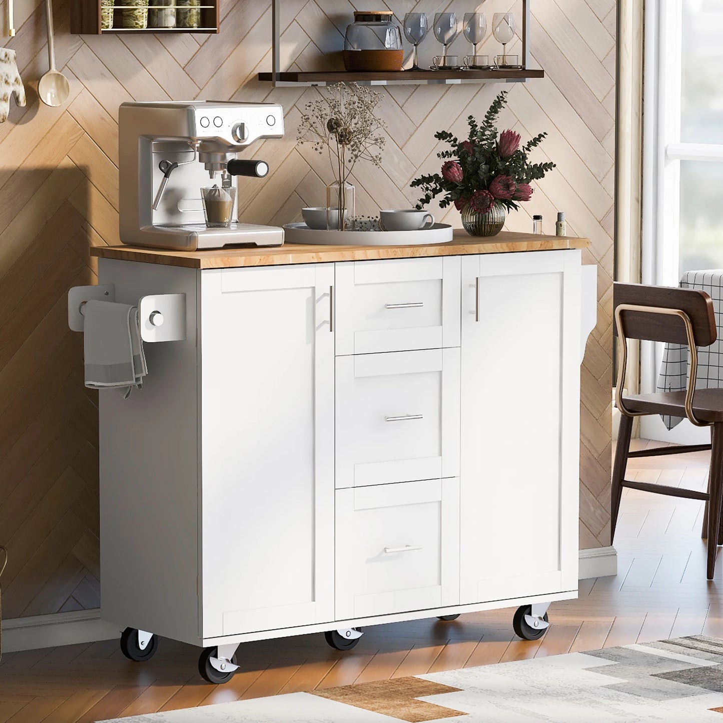 Rolling Kitchen Island with Storage