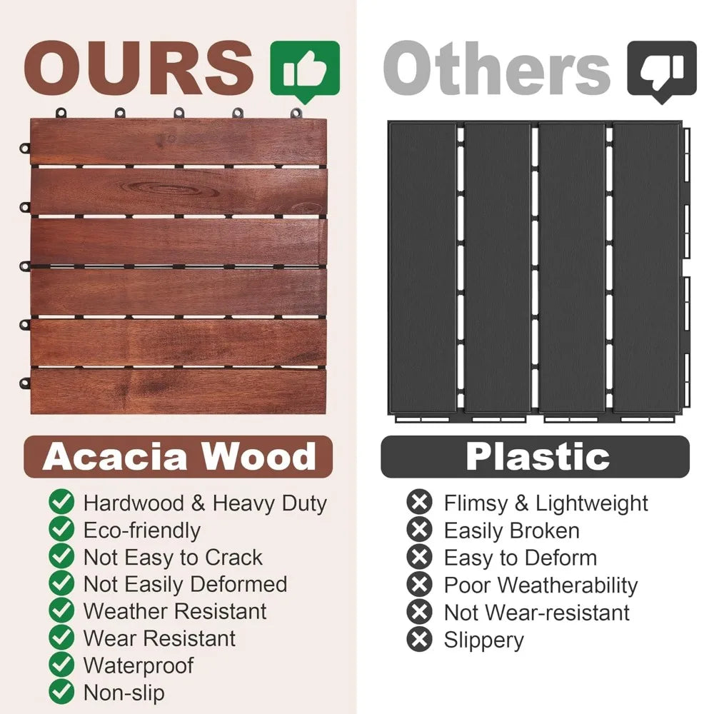 12" x 12" Waterproof Indoor Outdoor Patio Decking