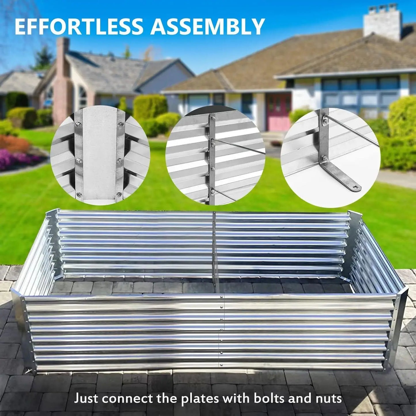 8x4x2ft Galvanized Garden Raised Bed Outdoor Planter Box